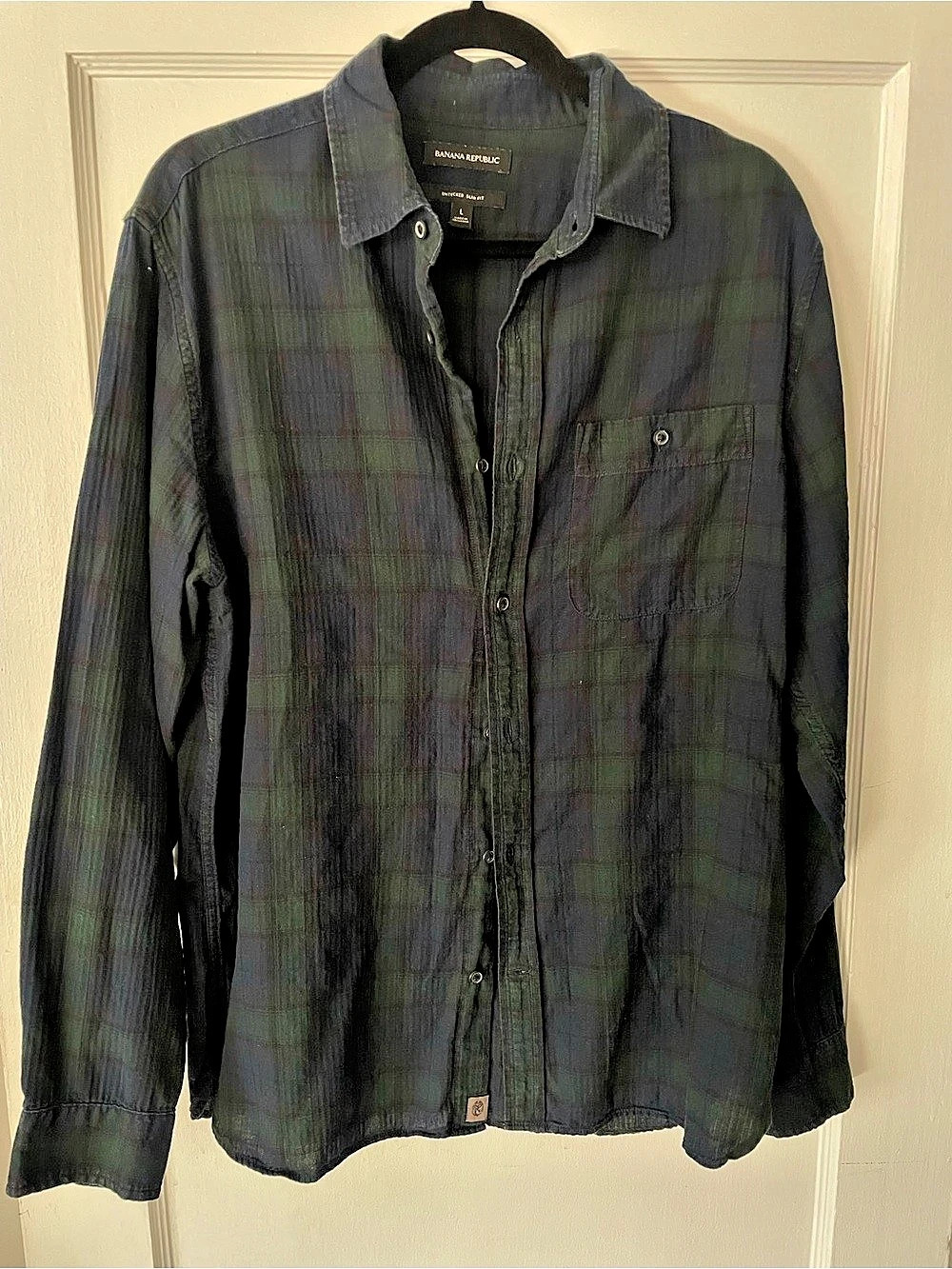 Banana Republic Untucked Slim Fit Plaid Shirt Plaid Silk Button Down